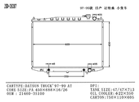 Radiateurs de refroidissement d'air neufs OEM JD 28287 pour Nissan DATSUN TRUCK 1997-1999 avec réservoirs en plastique 214603S100