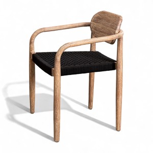 Mesa y sillas redondas de madera de teca para Hotel en acabado rústico encalado para patio al aire libre, jardín, comedor, restaurante moderno, juego de cafetería, uso - Product Image 5