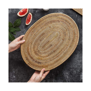 Wholesaler Eco-Friendly Minimalist Rattan Placemat Coaster Handwoven <b>Plate</b> Liner Table <b>Mats</b> King Craft Viet Carton - Product Image 1