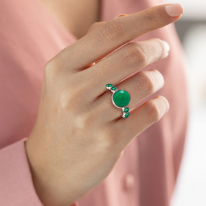 925 argent Sterling à la mode fait à la main anneaux vert Onyx pierre précieuse à facettes bijoux fins pour les femmes Simple lunette réglage mariage - Product Image 2