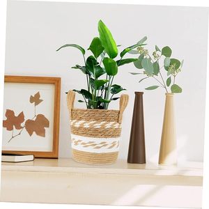 Indoor Decorative Seagrass Woven Planter <b>Basket</b> Flowerpot for Plant Display and Storage - Product Image 5