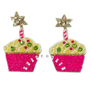 ต่างหูแบบห้อยสไตล์วินเทจจู่ๆทำมือคัพเค้กลูกปัดสำหรับวันเกิดสินค้าขายส่ง - Product Image 1