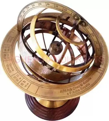 Antico fatto a mano in ottone nautico sfera armillare mondo globo mondo Vintage globo terra 12 pollici marrone