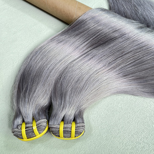 Thẳng grey tóc con người bó 100% Brazil Trinh Nữ tóc con người mở rộng Sliver màu xám tóc con người Weave bó - Product Image 3