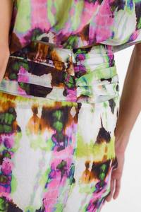 โรงงานผ้าฝ้ายผู้หญิงพิมพ์กระโปรงสั้นพร้อมตะเข็บรวบรวมด้านหน้ามินิสตรีชุดลําลองสีสันสดใส - Product Image 3