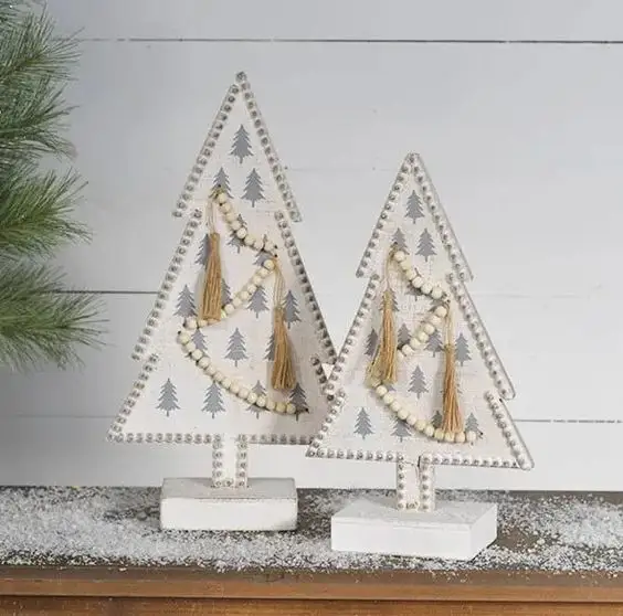 Rough polished Finishing Wood Christmas Decoration X Mas Tree Best Theme Christmas Tree Shaped Wood Ornament For Home Decor