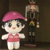 Poupée en coton Kpop personnalisée de 20 cm avec chapeau rose, jouet en peluche dérivé de l'animation