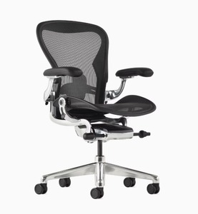 Silla de Oficina Ergonómica Herman Miller Aeron 100% Original con Marco de Aluminio Pulido, Brazos de Cuero y Soporte Lumbar para el Hogar y la Oficina - Product Image 1