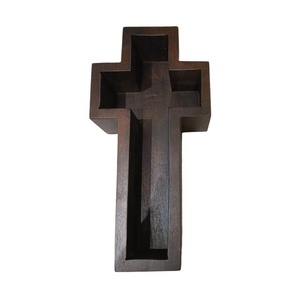 Muelle de madera tallado a mano con forma de cruz para decoración del hogar, recipiente de llenado de cera, 100% Natural, regalo de Navidad, vacaciones - Product Image 3