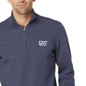 Haute qualité nouveau Design hommes basiques coton mélangé demi-fermeture éclair sweats couleur unie à manches longues sweat - Product Image 5