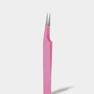 Pince à épiler rose en forme de F pour extensions de cils, applicateur de haute précision à pointes affûtées, pour une pose précise de cils en grande quantité - Product Image 1