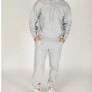 Survêtement décontracté de luxe pour hommes ensemble deux pièces sweat à capuche et pantalon de survêtement 350gsm polaire coupe régulière survêtement léger - Product Image 3