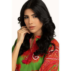 Chemise en popeline imprimée à motif croisé bohème avec col mandarin pour le printemps/été - IPS-55236 - Product Image 4