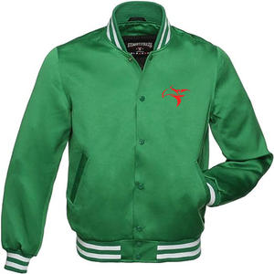 Dernier modèle Veste universitaire en satin pour homme adulte-Blouson bombardier en satin de cuir enduit de laine brodée chenille Letterman - Product Image 1