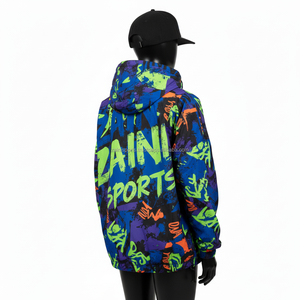 Chaqueta Cortavientos Premium para Mujer, 130 GSM, Poliéster, con Estampado Gráfico Multicolor y Logotipo Personalizado por Sublimación - Product Image 5