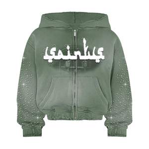 Sudaderas con capucha extragrandes con cremallera para invierno, con ribete de piel y pedrería, personalizables, de alta calidad, de algodón/poliéster, unisex - Product Image 4