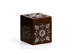ArtisanVibe Quemador de Incienso Madkhan de Madera Maciza Hecho a Mano con Incrustaciones de Madreperla, Soporte Árabe Mubkhar para la Temporada de Otoño - Product Image 1
