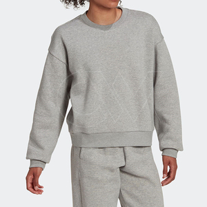 Coupe ample côtelé col rond 80% coton 20% polyester polaire côtelé poignets et sweat-shirt femme gris moyen - Product Image 3