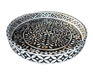 Plateau de service rond multi-usage en résine, nouveau design, incrustation de coquillages, MOP fait à la main, toucher réel pour la table à manger à la maison, artisanat naturel - Product Image 2