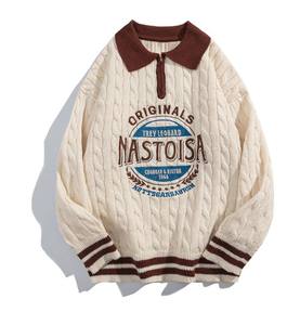 Men's Custom Pullover Knitwear Polo <b>Cable</b> Full Sleeve Zipper Embroidery <b>Knit</b> Men Polo Neck <b>Sweater</b> - Product Image 1