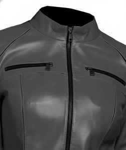 Chaqueta de Motociclista de Piel de Cordero Suave, Ajustada, Estilo Café Racer, de Cuero Genuino Gris para Mujer, Forro de Algodón, Ecológica, Elegante e Informal - Product Image 2