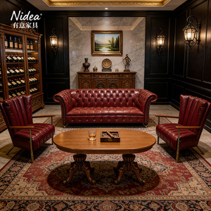 Canapé Chesterfield de luxe en <span class=keywords><strong>cuir</strong></span> capitonné, classique 3 places avec roulettes en laiton et garniture cloutée, pour salon, club ou bar - Product Image 3