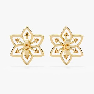Clous d'oreilles fleur en diamant VVS naturel jaune diamant avec 10k 14k 18k en or rose et or blanc pour les fêtes - Product Image 4