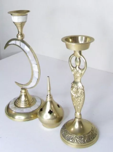 Vintage Mother of Pearl <b>Brass</b> Candle <b>Holder</b> Elegant Christmas Decor <b>Candlestick</b> with Mother of Pearl and <b>Brass</b> Finish - Product Image 2