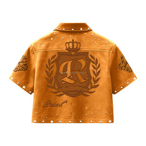 T-shirts oversize streetwear brodés de haute qualité, ensembles 2 pièces, chemise zippée ample en nylon personnalisée pour hommes et femmes - Product Image 5