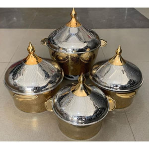 Pot de service alimentaire vintage en acier inoxydable Présentoir à dessert Chauffe-buffet Ustensiles de cuisine Casserole à bas prix - Product Image 2