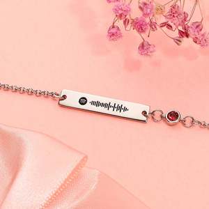 <span class=keywords><strong>Bracciale</strong></span> Jeulia in Acciaio Inossidabile con Codice <span class=keywords><strong>Spotify</strong></span> Scansionabile e Pietra Portafortuna, Regalo di Tendenza - Product Image 5