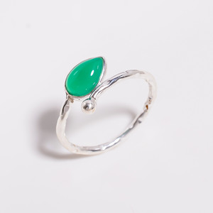 Anillo de Plata de Ley 925 a la moda para niñas, tamaño de EE. UU. 6,5, anillo martillado de piedras preciosas de crisocola ajustable, joyería de piedras preciosas de plata fina - Product Image 5