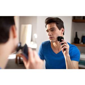 Afeitadora eléctrica para hombre, para uso en seco y húmedo, recortadora de precisión, triple cuchilla, IPX7, lavable, para afeitar barbas, enchufe de 2 pines, tipo alemán RV - Product Image 2