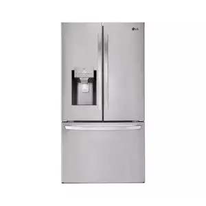 LG 28立方英尺3门法式门，标准深度，冰和水，带单冰高冰和饮水机不锈钢