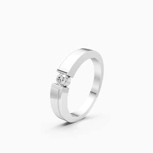 Bague écologique en or jaune, blanc et rose 9 carats avec diamant de laboratoire rond brillant serti par tension, 0,1 ct - Product Image 3