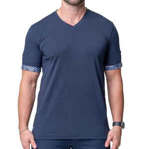 เสื้อยืดคอกลมแขนสั้นคอวีสำหรับผู้ชาย, เสื้อยืดแฟชั่นลำลองคอวีขนาดพิเศษออกแบบได้ตามต้องการ - Product Image 2