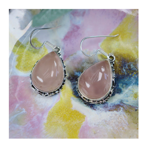 Poire Cab Fraise Quartz Gemstone Boucle D'oreille En Argent Sterling 925 Avec Lunette Réglage Boucle D'oreille À La Mode Pour Femmes Filles. - Product Image 4