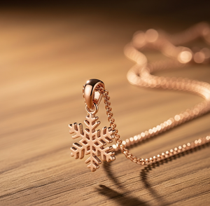 Collier en argent sterling 925 Rudra Gems, pendentif flocon de neige en vermeil or rose, chaîne haute, pour usage quotidien minimaliste - Product Image 2