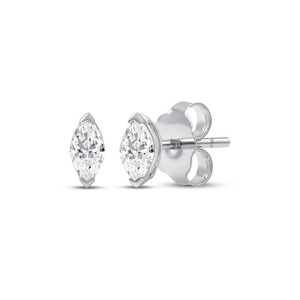 Pendientes solitarios con diamante talla marquesa de 0.20 ct, diamante cultivado en laboratorio en oro macizo de 14K, para uso diario, regalo, certificado IGI - Product Image 1