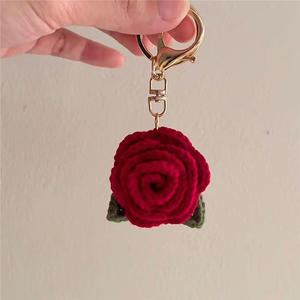 Llavero de Coche con Flor de Rosa de Algodón Tejida a Crochet, Colgante para Bolso, Decoración Moderna, Sencilla, Literaria, Artística y Fresca - Product Image 6