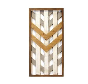 Panel de pared de madera geométrica pulida 15,75 "W X 1,75" D X 31,50 "H Decoración para el hogar Panel enmarcado natural gris y blanco - Product Image 2