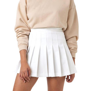 Jupe de tennis personnalisée à taille haute, séchage rapide, écologique, anti-UV, plissée, avec short intégré, vêtements de sport décontractés pour filles, blanche - Product Image 1