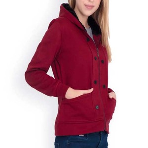 Turtleneck zipper-up <b>short</b> hoodies for woman red cotton long <b>sleeve</b> <b>sweatshirts</b> casual winter fashion pullover - Product Image 4