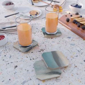 Posavasos cuadrados hechos a mano en acrílico transparente con diseño impreso personalizado perfecto para almohadillas de mesa de café y bebidas de cocina - Product Image 3