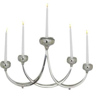 Soporte de vela de acero inoxidable 5 luces con acabado plateado Diseño vintage Accesorios de iluminación Decoración interior Portavelas - Product Image 1