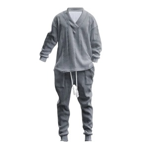 Ensemble 2 pièces élégant en coton de haute qualité pour hommes, survêtements respirants à manches longues pour l'hiver, sweat-shirt décontracté imprimé - Product Image 5