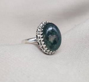 Moss Agate 925 Sterling Silver Ring Handmade Boho Gemstone Jewelry Promise Gift For Her Ring - Product Image 3
