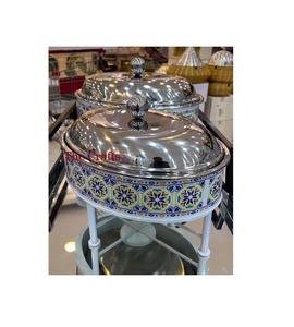 Plato de frotamiento de acero inoxidable de diseño fabuloso con soporte de Color blanco de hierro, calentador de alimentos, plato de frotamiento para uso en eventos y fiestas - Product Image 1