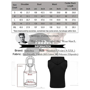 Ropa de gimnasio con capucha sin mangas para hombre, ropa de entrenamiento atlético informal con estilo, 100% de algodón, cómoda y funcional para - Product Image 6