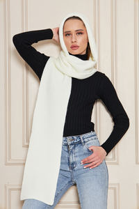 Women's Soft Textured Knitted Hooded <b>Scarf</b> Keeps Warm Stylish and Comfortable Stylish Look Autumn Winter ODM OEM Service - Product Image 2